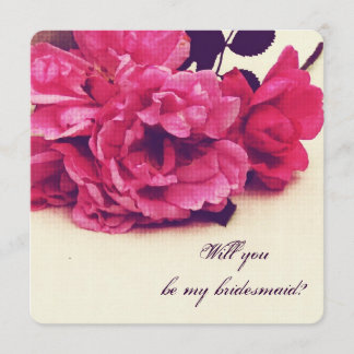 vintage tea roses - will you be my bridesmaid invitation