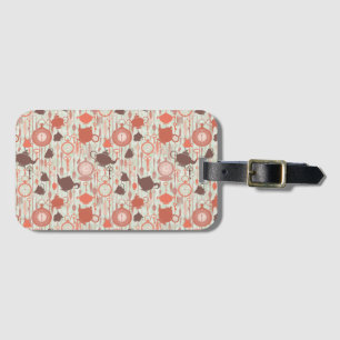 Vintage Tea Time Pattern Luggage Tag