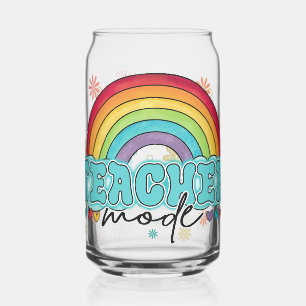 Vintage Teacher Mode Rainbow Can Glass