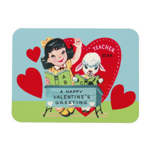 Vintage Teacher Valentine Magnet