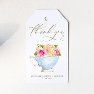 Vintage Teacup Floral Bouquet Bridal Shower Tea Gift Tags