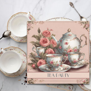 Vintage Teacup Floral Bridal Shower Tea Party Invitation