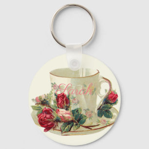 Vintage Teacup Personnalised Keyring