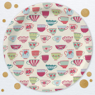Vintage Teacup Tea Party Paper Plate