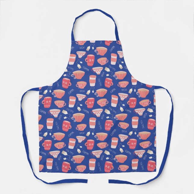 Vintage Teacup Tea Pot pattern Apron (Front)