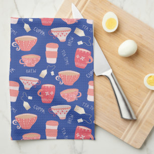 Vintage Teacup Tea Pot pattern Towel