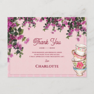 Vintage Teacups Bridal Bridal Shower Thank You Postcard