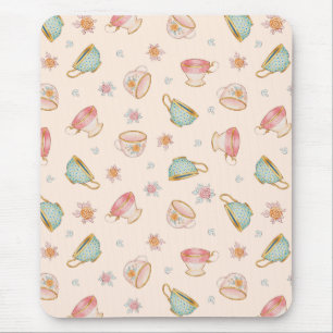 Vintage Teacups (Linen) Pattern – Mouse Pad