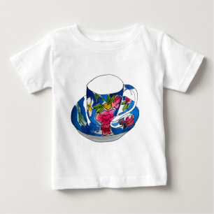Vintage Teacups original watercolour illustration Baby T-Shirt