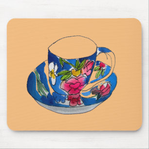 Vintage Teacups original watercolour illustration Mouse Pad