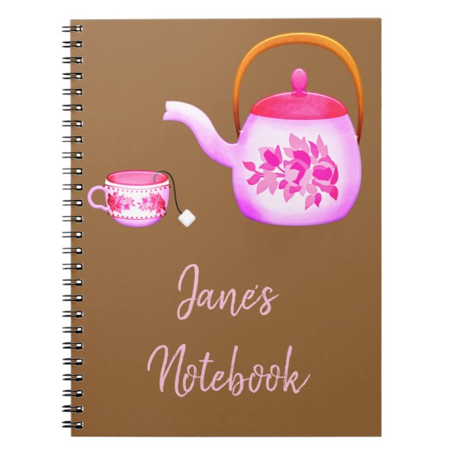 Vintage Teacups teapot illustration Notebook (Front)