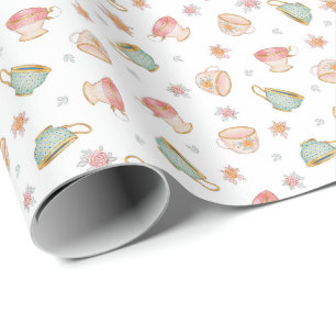 Vintage Teacups (White) Pattern – Wrapping Paper