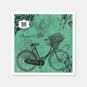 Vintage Teal Bicycle Personalised Paper  Napkins