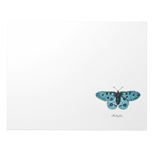 Vintage Teal Blue Butterfly Illustration - 1800's Notepad (Front)