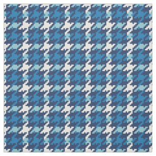 Vintage teal blue houndstooth plaid pattern fabric