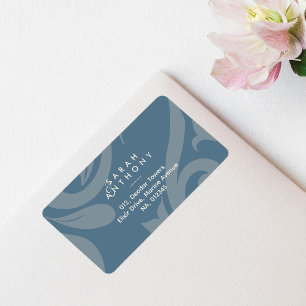 Vintage Teal Damask Classic Wedding Address Label