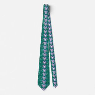 Vintage Teal Floral Violets wallpaper pattern Tie