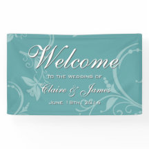 Vintage Teal Floral Welcome Wedding
