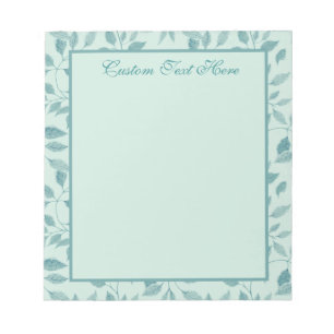 Vintage Teal Foliage Pattern Personalised Notepad