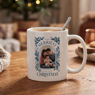 Vintage Teal Merriest Christmas Two Photo Coffee Mug
