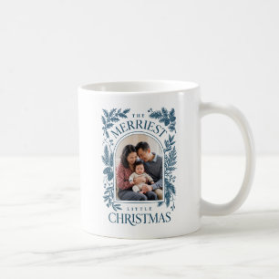 Vintage Teal Merriest Christmas Two Photo Coffee Mug