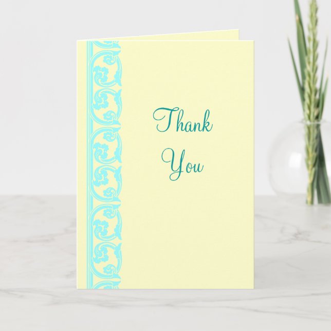 Vintage Teal on Cream Custom Thank You Card (Front)