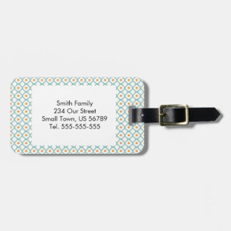 Vintage Teal Quatrefoil and Dots Luggage Tag