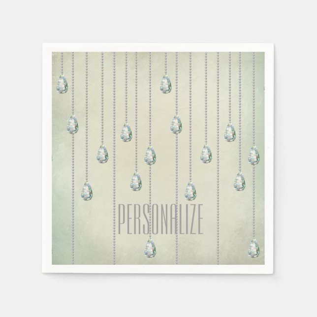 Vintage teal rhinestone jewel victorian elegant napkin (Front)