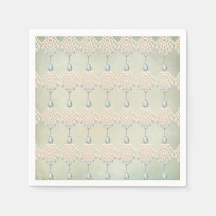 Vintage teal rhinestones victorian elegant chic napkin