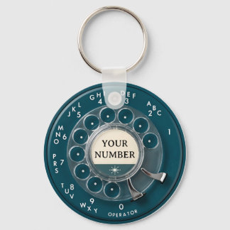 Vintage Teal Rotary Telephone Dial Key Ring