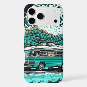Vintage Teal RV Camper in the Mountains