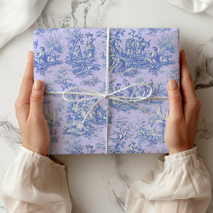 Vintage Teal Toile French Country Pastoral Gift Wrapping Paper