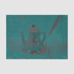 Vintage Teapot Teal Texture Antique Decoupage Tissue Paper