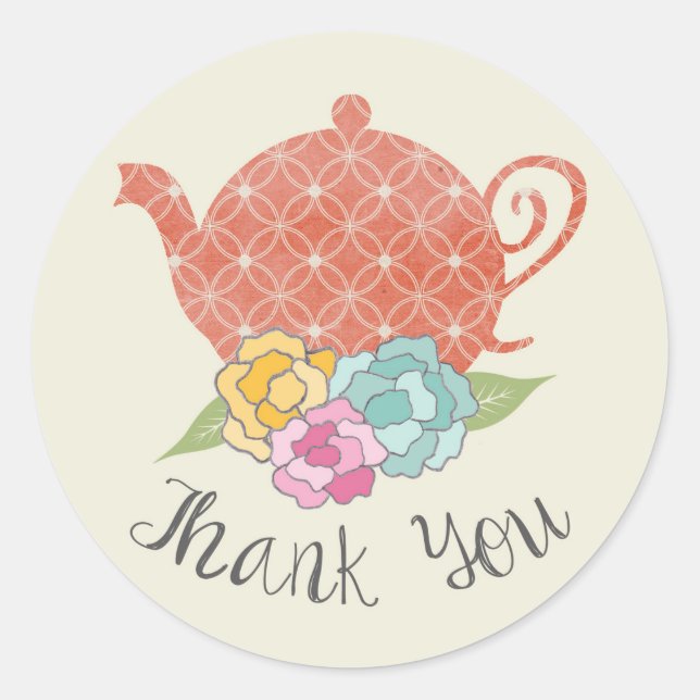 Vintage Teapot Thank You Stickers (Front)