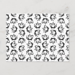 Vintage Teapots Antique Tea Pots CUSTOM BG COLOR Postcard