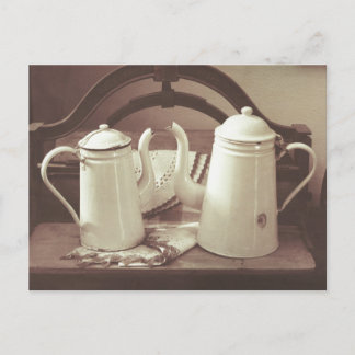 Vintage Teapots Old Coffee Pots Postcard