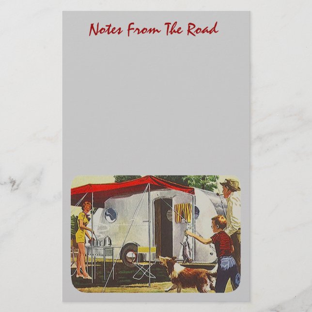 Vintage Teardrop Canned Ham Camper Camp Stationery (Front)