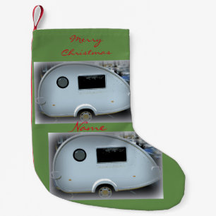 Vintage teardrop trailer caravan Thunder_Cove Small Christmas Stocking