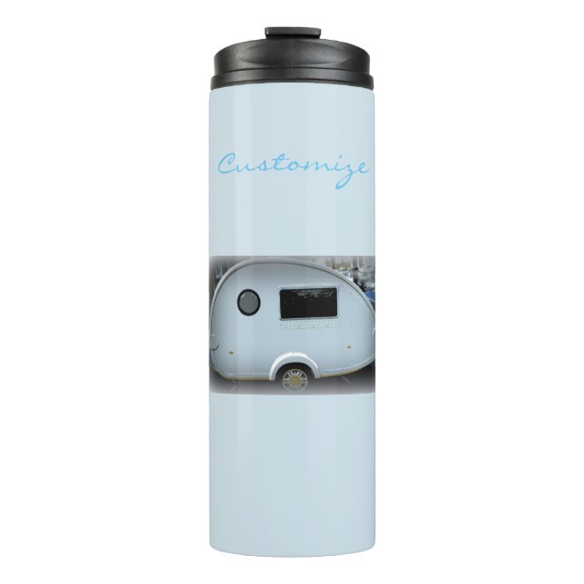 Vintage teardrop trailer caravan Thunder_Cove Thermal Tumbler (Front)