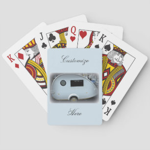 Vintage teardrop trailer gypsy caravan playing cards