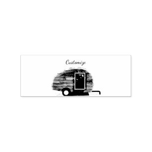 Vintage teardrop trailer gypsy caravan rubber stamp