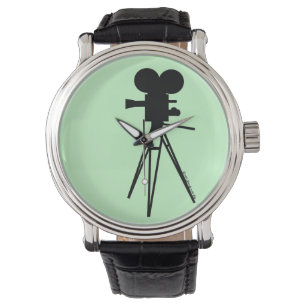Vintage Technicolor Movie Camera Silhouette Watch