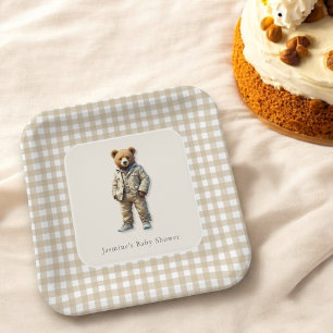 Vintage Teddy Baby Shower Paper Plate