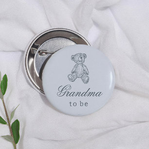 Vintage Teddy Bear Baby Shower Grandma To Be 6 Cm Round Badge