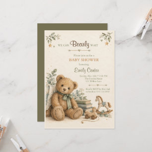 Vintage Teddy Bear Baby Shower Invitation