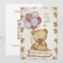 Vintage Teddy Bear Baby Shower Invitation