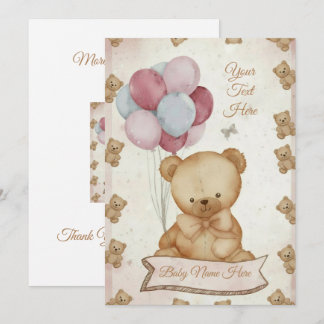 Vintage Teddy Bear Baby Shower Invitation