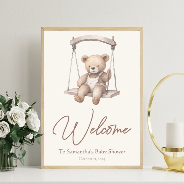 Vintage Teddy Bear Baby Shower Party Welcome Sign (Creator Uploaded)