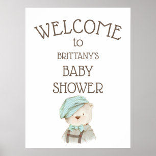 Vintage Teddy Bear Baby Shower Welcome Sign