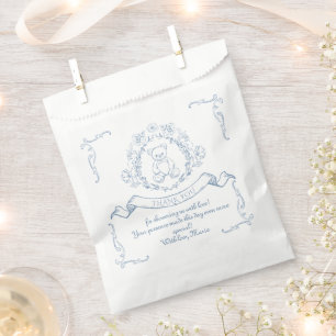Vintage Teddy bear Chinoiserie Toile Baby shower Favour Bags